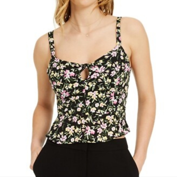 Bar III Tops - New Crop Tank Top Bar III Black and Pink Sleeveless Crop NWT